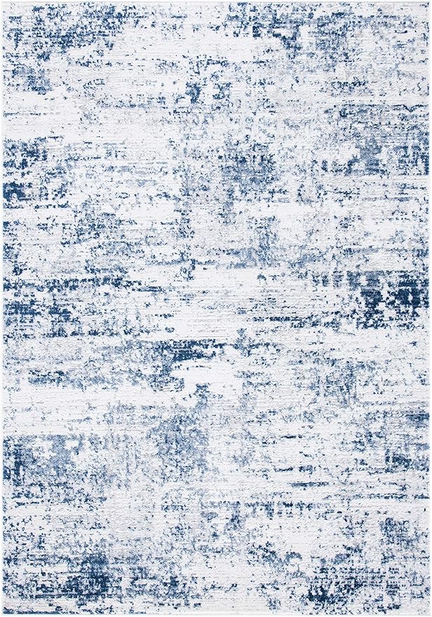 SAFAVIEH Amelia Collection Accent Rug - 4' x 6', Ivory & Navy, Modern Abstract Design, Non-Shedding & Easy Care, Ideal for High Traffic Areas in Entryway, Living Room, Bedroom (ALA700B)