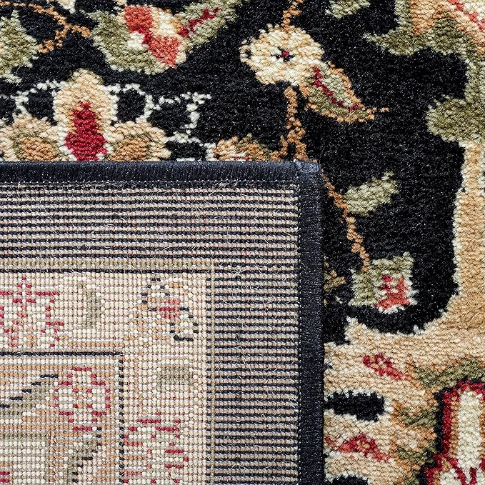 SAFAVIEH Lyndhurst Collection Area Rug - 6' Square, Black & Beige, Traditional Oriental Design, Non-Shedding & Easy Care, Ideal for High Traffic Areas in Living Room, Bedroom (LNH330Z)