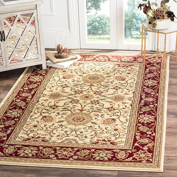 SAFAVIEH Lyndhurst Collection Accent Rug - 4' x 6', Ivory & Red, Traditional Oriental Design, Non-Shedding & Easy Care, Ideal for High Traffic Areas in Entryway, Living Room, Bedroom (LNH212K)