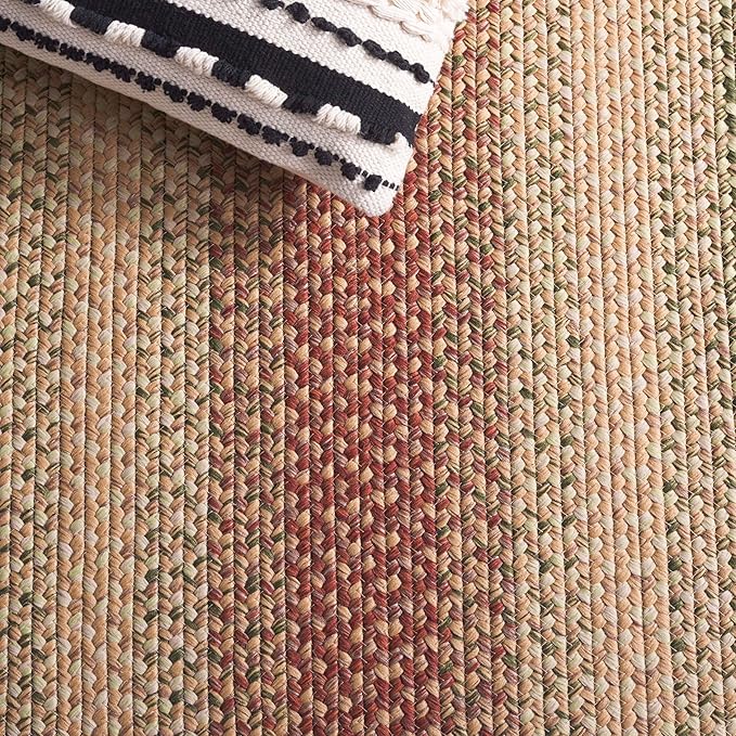 SAFAVIEH Washable Rug Outdoor Braided Collection - 4' x 6' Oval, Rust & Multi, Handmade & Reversible, Non-Shedding & Easy to Clean, Ideal for Patio, Backyard, Mudroom (BRD303A)