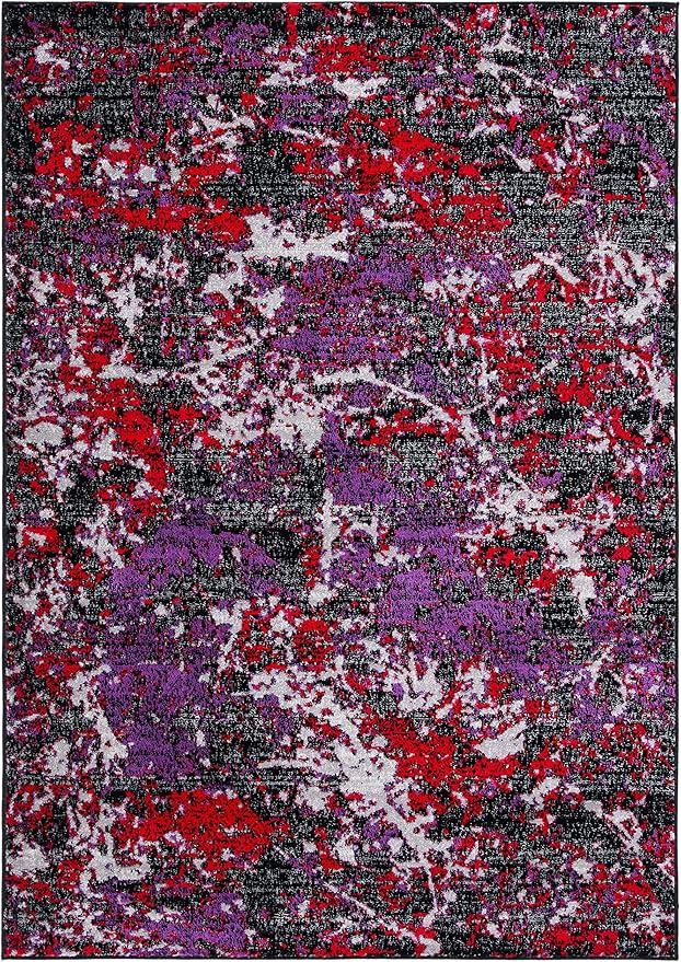 SAFAVIEH Skyler Collection 6' x 9' Black/Purple SKY186V Modern Abstract Non-Shedding Living Room Dining Bedroom Area Rug