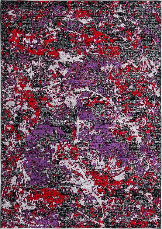 SAFAVIEH Skyler Collection 6' x 9' Black/Purple SKY186V Modern Abstract Non-Shedding Living Room Dining Bedroom Area Rug