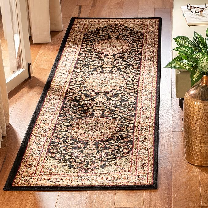 SAFAVIEH Lyndhurst Collection Area Rug - 8' x 11', Red & Ivory, Traditional Oriental Medallion Design, Non-Shedding & Easy Care, Ideal for High Traffic Areas in Living Room, Bedroom (LNH222B)