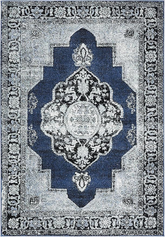 SAFAVIEH Vintage Hamadan Collection Accent Rug - 2'3" x 4', Blue & Grey, Oriental Persian Design, Non-Shedding & Easy Care, Ideal for High Traffic Areas in Entryway, Living Room, Bedroom (VTH219M)