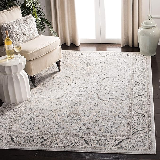SAFAVIEH Isabella Collection X-Large Area Rug - 11' x 15', Light Grey & Cream, Oriental Design, Non-Shedding & Easy Care, Ideal for High Traffic Areas in Living Room, Bedroom (ISA912F)