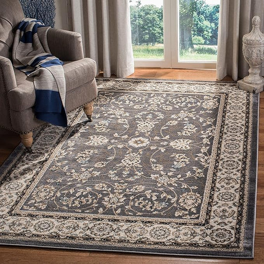 SAFAVIEH Lyndhurst Collection Accent Rug - 3'3" x 5'3", Grey & Cream, Traditional Oriental Design, Non-Shedding & Easy Care, Ideal for High Traffic Areas in Entryway, Living Room, Bedroom (LNH340G)