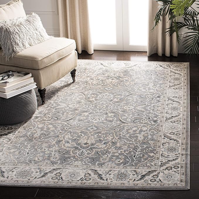 SAFAVIEH Isabella Collection Area Rug - 9' x 12', Grey & Dark Grey, Oriental Design, Non-Shedding & Easy Care, Ideal for High Traffic Areas in Living Room, Bedroom (ISA912H)