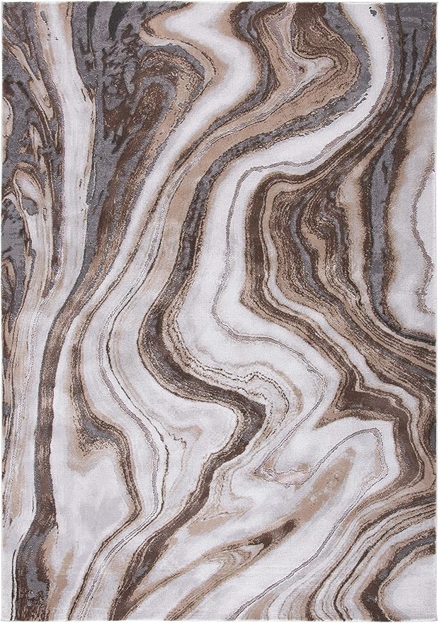 SAFAVIEH Craft Collection Area Rug - 6'7" x 9', Gold & Grey, Modern Abstract Design, Non-Shedding & Easy Care, Ideal for High Traffic Areas in Living Room, Bedroom (CFT819D)