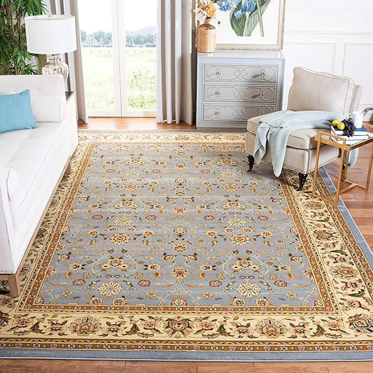 SAFAVIEH Lyndhurst Collection Area Rug - 10' Square, Light Blue & Ivory, Traditional Oriental Design, Non-Shedding & Easy Care, Ideal for High Traffic Areas in Living Room, Bedroom (LNH312B)