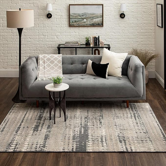 Mohawk Home Dutton Modern Abstract Stripe Gray 2' 1" x 3' 8" Area Rug Perfect for Kitchen, Living Room, Dining Room