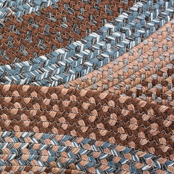 SAFAVIEH Washable Rug Outdoor Braided Collection - 6' x 8' Oval, Brown & Multi, Handmade & Reversible, Non-Shedding & Easy to Clean, Ideal for Patio, Backyard, Mudroom (BRD313A)