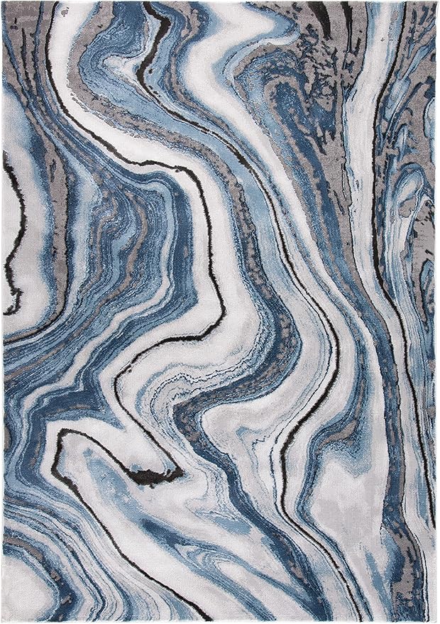 SAFAVIEH Craft Collection Accent Rug - 2'3" x 4', Blue & Grey, Modern Abstract Design, Non-Shedding & Easy Care, Ideal for High Traffic Areas in Entryway, Living Room, Bedroom (CFT819M)