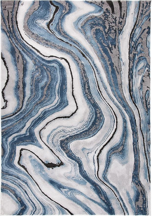 SAFAVIEH Craft Collection Accent Rug - 2'3" x 4', Blue & Grey, Modern Abstract Design, Non-Shedding & Easy Care, Ideal for High Traffic Areas in Entryway, Living Room, Bedroom (CFT819M)