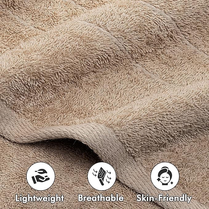 Bath Sheets – Extra Large Bathroom Sheet Set – Pack of 2 Jumbo Towels Beige (71x35in) – 100% Cotton Soft Quick Dry Large Bath Towels for Adults Hotel Spa Bathroom Use