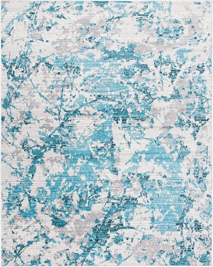 SAFAVIEH Skyler Collection 8' x 10' Blue/Ivory SKY186M Modern Abstract Non-Shedding Living Room Bedroom Dining Home Office Area Rug