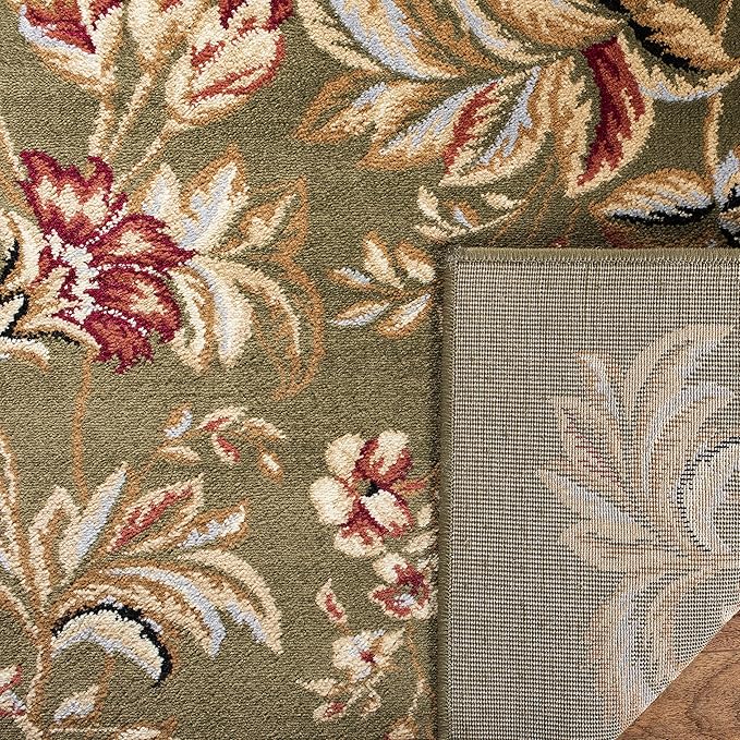 SAFAVIEH Lyndhurst Collection Runner Rug - 2'3" x 6', Sage, Traditional Floral Design, Non-Shedding & Easy Care, Ideal for High Traffic Areas in Living Room, Bedroom (LNH326B)