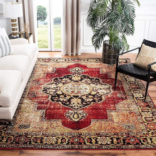 SAFAVIEH Vintage Hamadan Collection X-Large Area Rug - 11' x 15', Red & Multi, Oriental Persian Design, Non-Shedding & Easy Care, Ideal for High Traffic Areas in Living Room, Bedroom (VTH219A)