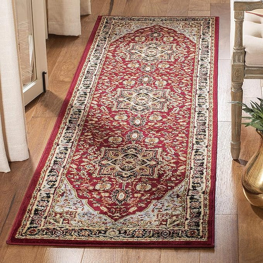 SAFAVIEH Lyndhurst Collection Runner Rug - 2'3" x 20', Red & Black, Traditional Oriental Design, Non-Shedding & Easy Care, Ideal for High Traffic Areas in Living Room, Bedroom (LNH330B)