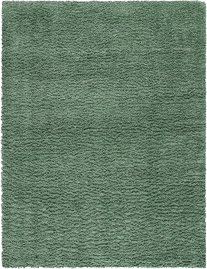 SAFAVIEH Area Rug 8x10 - August Shag Collection - Large - Green, Solid Pattern, Non-Shedding & Easy Cleaning, Plush Thick Pile, Ideal for Living Room, Bedroom, Dining Space (AUG200Y)