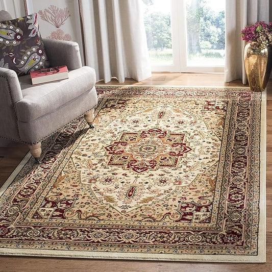 SAFAVIEH Lyndhurst Collection Area Rug - 5'3" x 7'6", Ivory & Red, Traditional Oriental Design, Non-Shedding & Easy Care, Ideal for High Traffic Areas in Living Room, Bedroom (LNH330A)