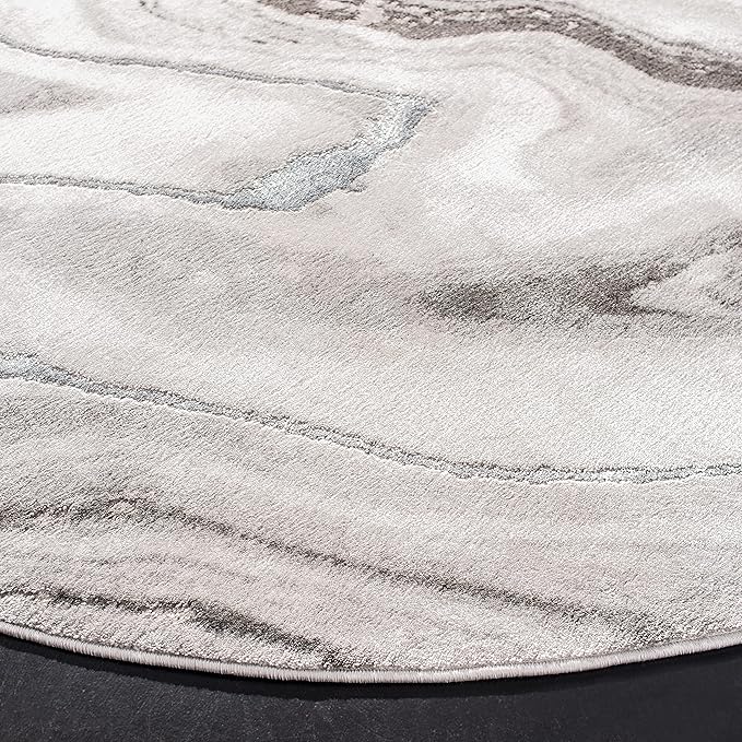 SAFAVIEH Craft Collection Area Rug - 6'7" Round, Grey & Silver, Modern Abstract Design, Non-Shedding & Easy Care, Ideal for High Traffic Areas in Living Room, Bedroom (CFT819G)