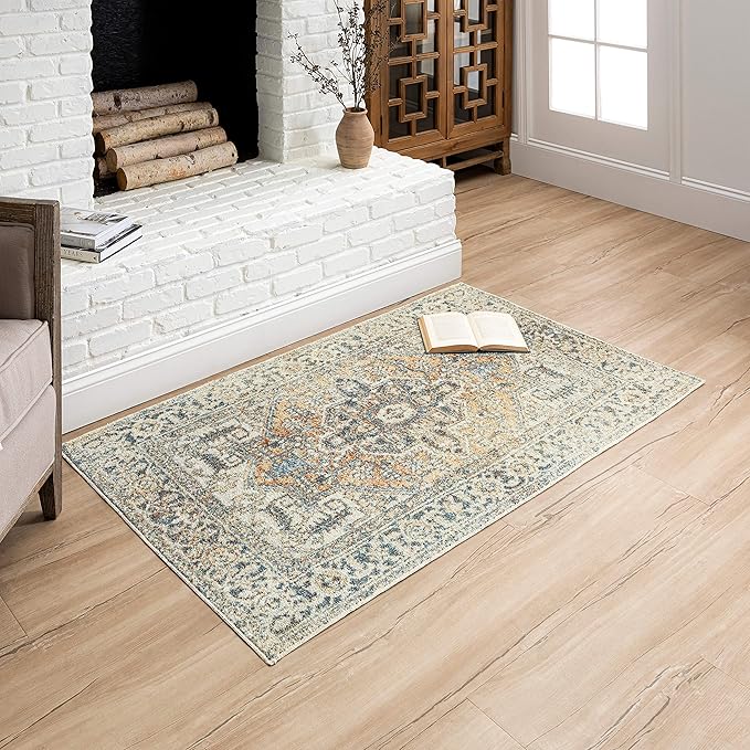 Mohawk Home Nyx Floral Ornamental Cream 3' 11" x 6' Area Rug Perfect for Living Room, Dining Room, Office