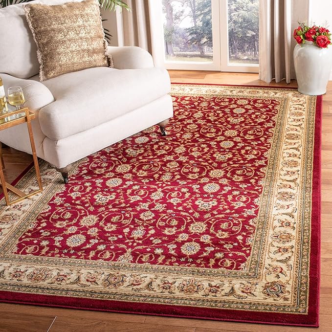 SAFAVIEH Lyndhurst Collection Area Rug - 6' x 9', Red & Ivory, Traditional Oriental Design, Non-Shedding & Easy Care, Ideal for High Traffic Areas in Living Room, Bedroom (LNH312A)