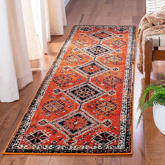 SAFAVIEH Vintage Hamadan Collection Runner Rug - 2'3" x 6', Orange & Red, Oriental Traditional Persian Design, Non-Shedding & Easy Care, Ideal for High Traffic Areas in Living Room, Bedroom (VTH293P)