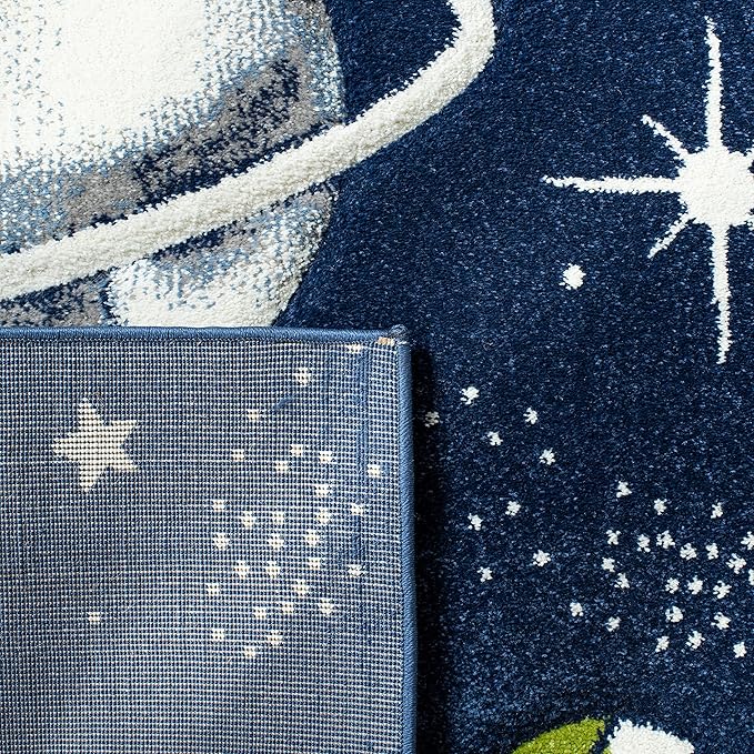 SAFAVIEH Carousel Kids Collection Area Rug - 6'7" x 9', Navy & Ivory, Non-Shedding & Easy Care, Ideal for High Traffic Areas for Boys & Girls in Playroom, Nursery, Bedroom (CRK103N)