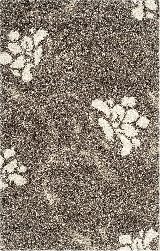SAFAVIEH Florida Shag Collection Accent Rug - 2'3" x 4', Smoke & Beige, Floral Design, Non-Shedding & Easy Care, 1.2-inch Thick Ideal for High Traffic Areas in Foyer, Living Room, Bedroom (SG464-7913)