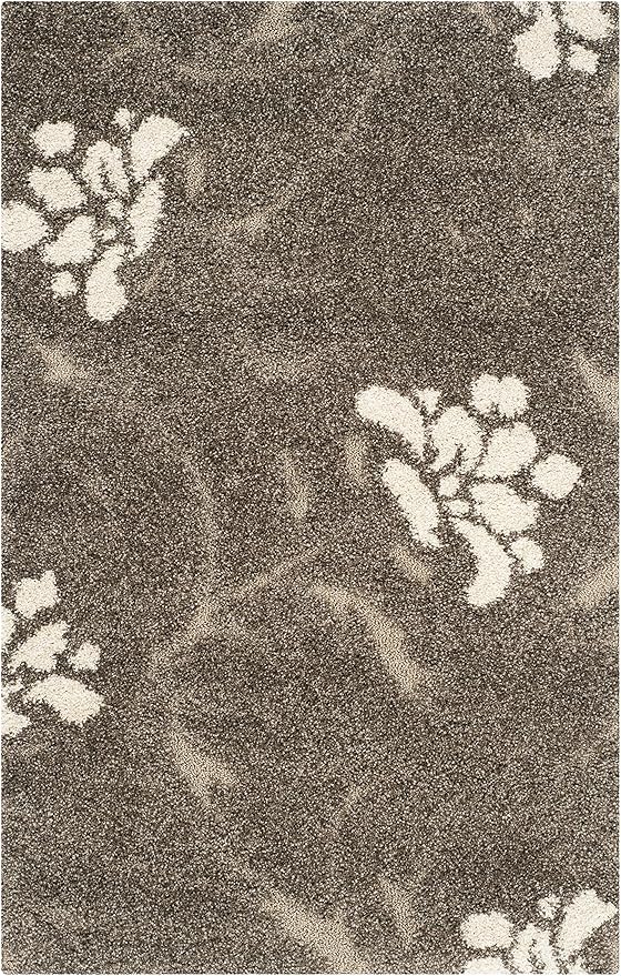 SAFAVIEH Florida Shag Collection Accent Rug - 3'3" x 5'3", Smoke & Beige, Non-Shedding & Easy Care, 1.2-inch Thick Ideal for High Traffic Areas in Foyer, Living Room, Bedroom (SG464-7913)