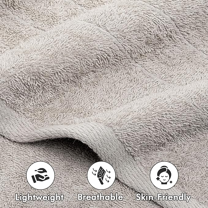 Bath Sheets – Extra Large Bathroom Sheet Set – Pack of 2 Jumbo Towels Light Grey (71x35in) – 100% Cotton Soft Quick Dry Large Bath Towels for Adults Hotel Spa Bathroom Use