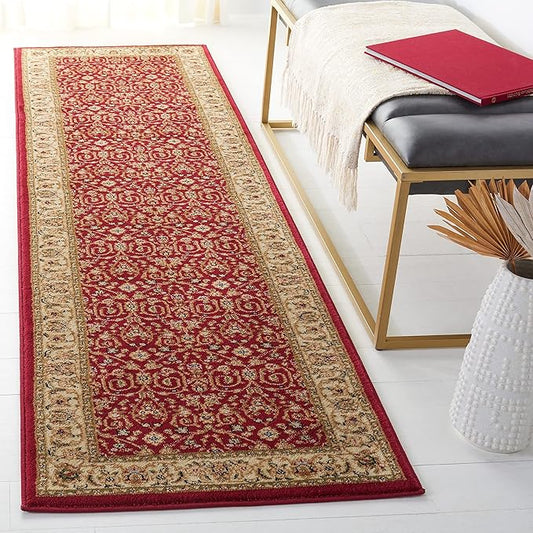 SAFAVIEH Lyndhurst Collection Runner Rug - 2'3" x 18', Red & Ivory, Traditional Oriental Design, Non-Shedding & Easy Care, Ideal for High Traffic Areas in Living Room, Bedroom (LNH312A)