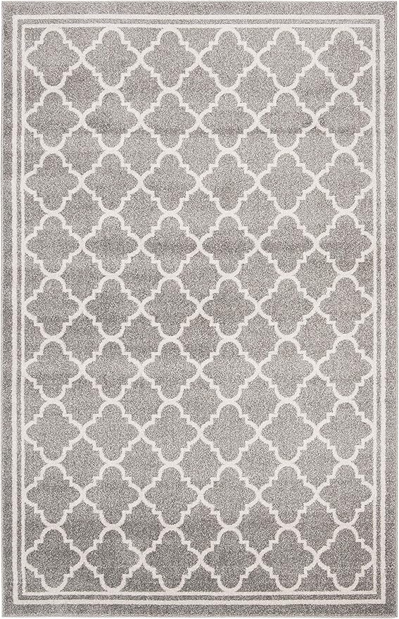 SAFAVIEH Amherst Collection Accent Rug - 4' x 6', Dark Grey & Beige, Moroccan Trellis Design, Non-Shedding & Easy Care, Ideal for High Traffic Areas in Entryway, Living Room, Bedroom (AMT422R)