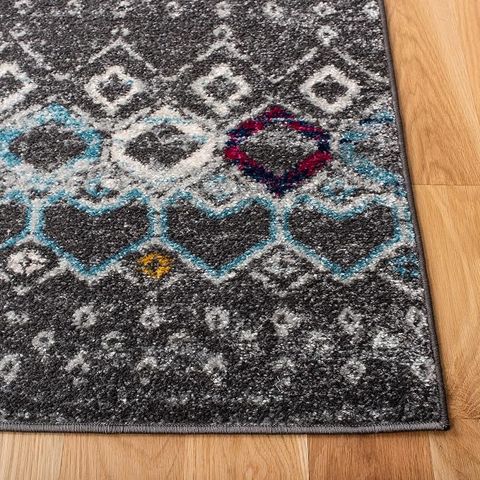 SAFAVIEH Amsterdam Collection Accent Rug - 2'3" x 4', Dark Grey & Ivory, Moroccan Boho Design, Non-Shedding & Easy Care, Ideal for High Traffic Areas in Entryway, Living Room, Bedroom (AMS108H)