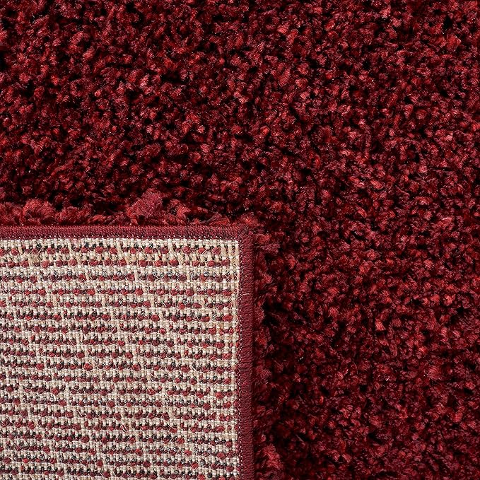 SAFAVIEH Santa Monica Shag Collection 8' x 10' Maroon SGN725 Solid Non-Shedding Living Room Bedroom Dining Room Entryway Plush 2-inch Thick Area Rug