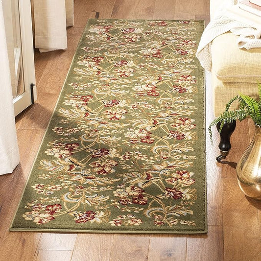 SAFAVIEH Lyndhurst Collection Runner Rug - 2'3" x 6', Sage, Traditional Floral Design, Non-Shedding & Easy Care, Ideal for High Traffic Areas in Living Room, Bedroom (LNH326B)