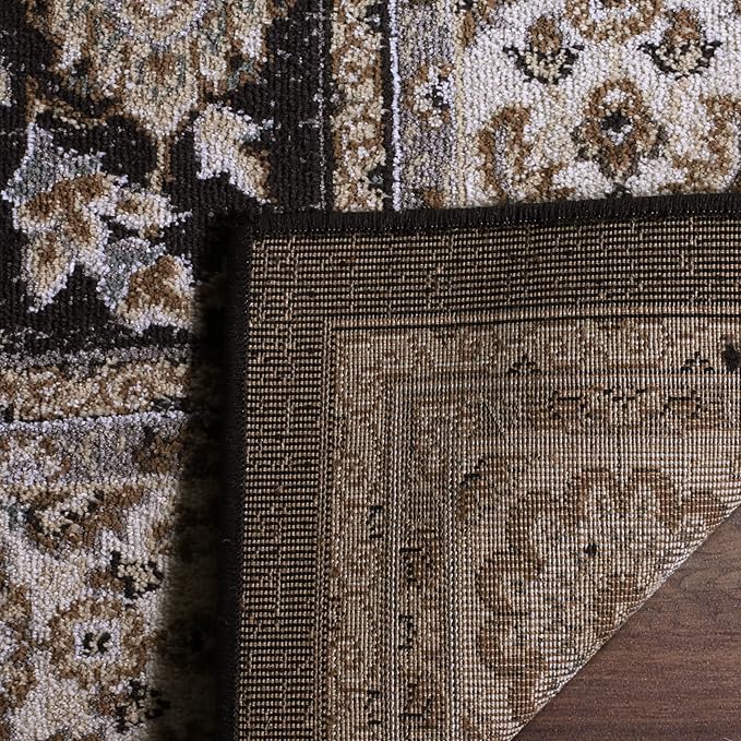 SAFAVIEH Lyndhurst Collection Area Rug - 6' x 9', Anthracite & Cream, Traditional Oriental Design, Non-Shedding & Easy Care, Ideal for High Traffic Areas in Living Room, Bedroom (LNH340D)