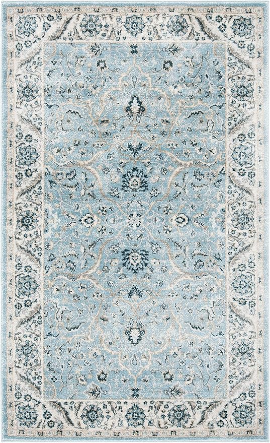 SAFAVIEH Isabella Collection Accent Rug - 3' x 5', Light Blue & Cream, Oriental Design, Non-Shedding & Easy Care, Ideal for High Traffic Areas in Entryway, Living Room, Bedroom (ISA912M)