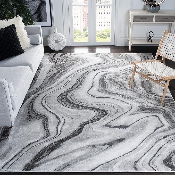 SAFAVIEH Craft Collection X-Large Area Rug - 12' x 15', Grey & Silver, Modern Abstract Design, Non-Shedding & Easy Care, Ideal for High Traffic Areas in Living Room, Bedroom (CFT819G)