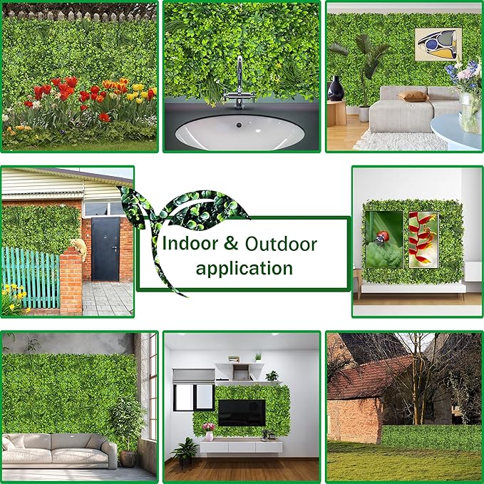 Artificial Plant Wall Roll: 6FT X12FT (72 sqft) UV-Anti Ivy Privacy Fence Screen Faux Greenery Panels Backdrop Boxwood Ivy Vine Leaf Hedge Fence for Indoor Outdoor Green Decor