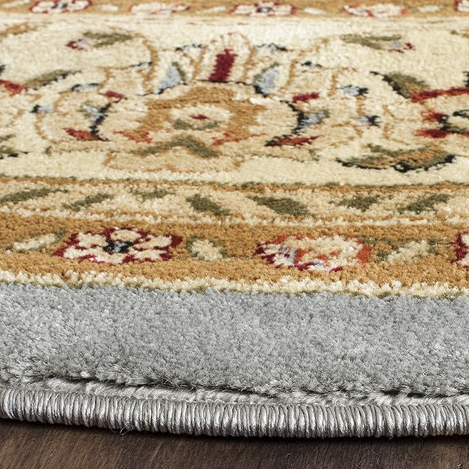SAFAVIEH Lyndhurst Collection Area Rug - 8' Round, Light Blue & Ivory, Traditional Oriental Design, Non-Shedding & Easy Care, Ideal for High Traffic Areas in Living Room, Bedroom (LNH312B)