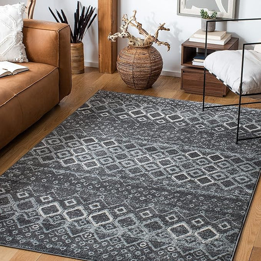 SAFAVIEH Amsterdam Collection Accent Rug - 3' x 5', Dark Grey & Light Grey, Moroccan Boho Design, Non-Shedding & Easy Care, Ideal for High Traffic Areas in Entryway, Living Room, Bedroom (AMS108J)