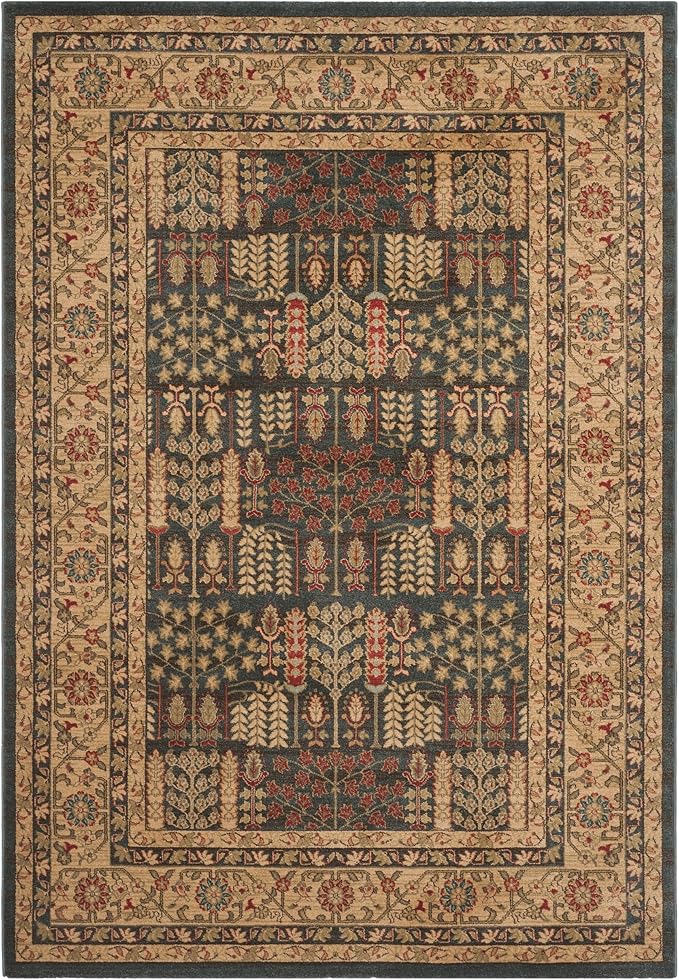 SAFAVIEH Mahal Collection Accent Rug - 3' x 5', Navy & Natural, Traditional Oriental Design, Non-Shedding & Easy Care, Ideal for High Traffic Areas in Entryway, Living Room, Bedroom (MAH697E)