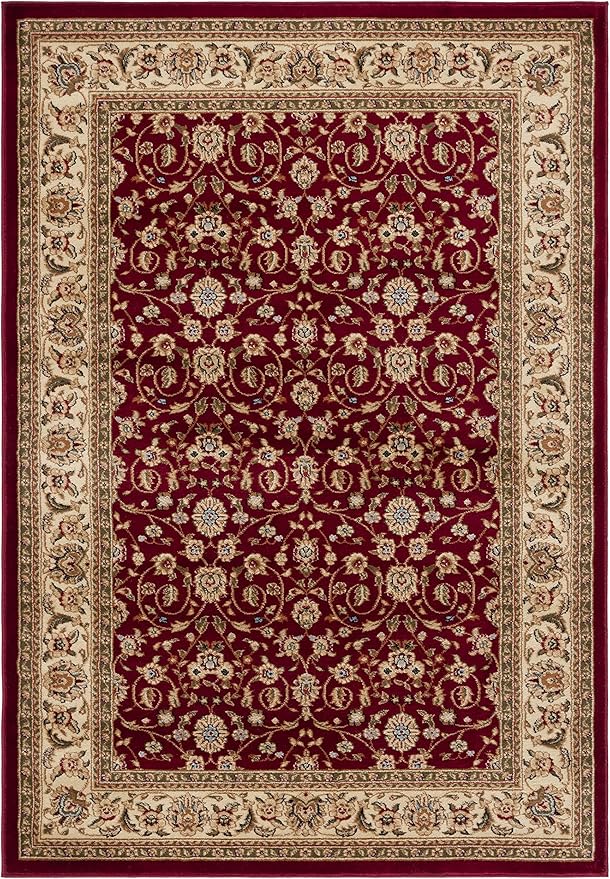 SAFAVIEH Lyndhurst Collection Area Rug - 5'3" x 7'6", Red & Ivory, Traditional Oriental Design, Non-Shedding & Easy Care, Ideal for High Traffic Areas in Living Room, Bedroom (LNH312A)