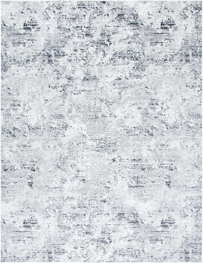 SAFAVIEH Amelia Collection Area Rug - 9' x 12', Grey & Ivory, Modern Abstract Design, Non-Shedding & Easy Care, Ideal for High Traffic Areas in Living Room, Bedroom (ALA705G)