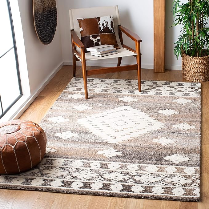SAFAVIEH Amsterdam Collection 3' Round Terracotta / Multi AMS108D Moroccan Boho Non-Shedding Dining Room Entryway Foyer Living Room Bedroom Area Rug