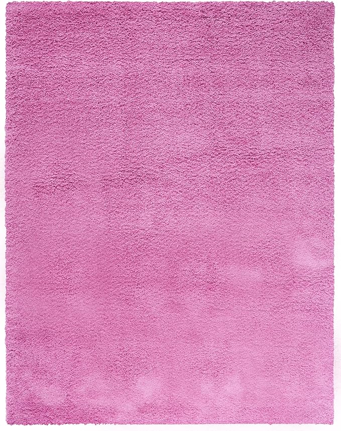 SAFAVIEH Santa Monica Shag Collection 6'7" x 9'6" Pink SGN725 Solid Non-Shedding Living Room Bedroom Dining Room Entryway Plush 2-inch Thick Area Rug