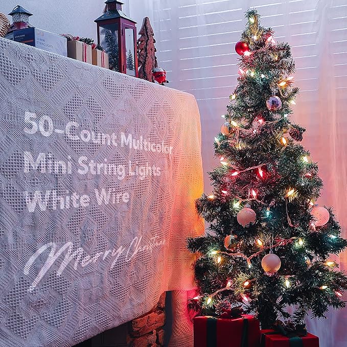 Easter Mini String Lights,13feet 50Count Christmas Light Set White Wire Plug in End-to-End Connectable for Indoor Outdoor Spring Party Yard Garden Patio Home Pastel Decor, Multicolored