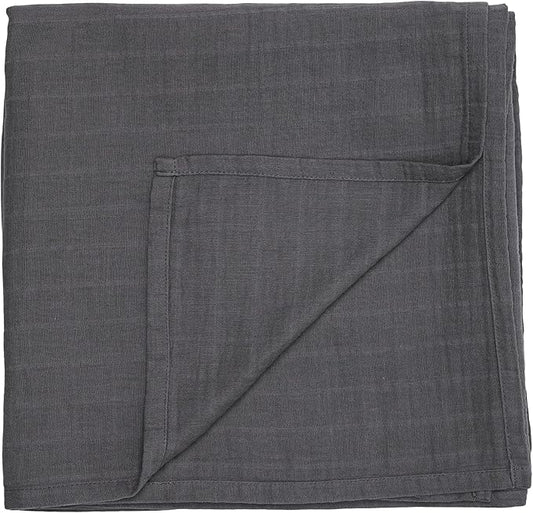 Baby Swaddle – Organic Cotton Muslin Baby Swaddles for Newborns 47” x 47” (Soft Grey)